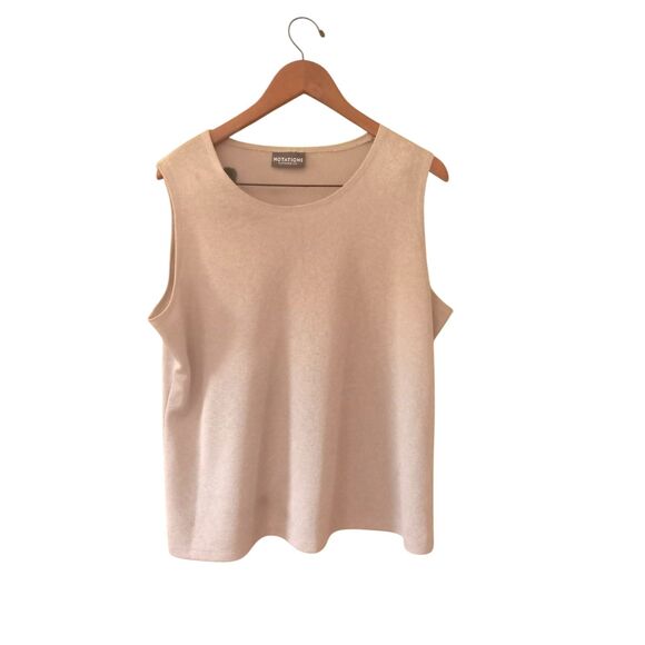 Notations Sleeveless Blouse Women’s Medium Beige Knit Casual Softcore Retro - Picture 4 of 7